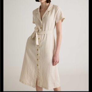 Quince Cream Midi Dress with Button Detail